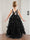 A-Line/Princess Scoop Neck Tiered Tulle Flower Girl Dresses with Appliques