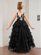 A-Line/Princess Scoop Neck Tiered Tulle Flower Girl Dresses with Appliques