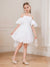 Ball-Gown/Princess Straps Puff Sleeves Knee-Length Flower Girl Dresses with Appliques