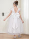 Ball-Gown/Princess V-Neck Cap Sleeves Sequined Flower Girl Dresses with Bow