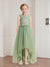 A-Line/Princess Tulle Sleeveless Floor-Length Flower Girl Dresses with Applique & Sash
