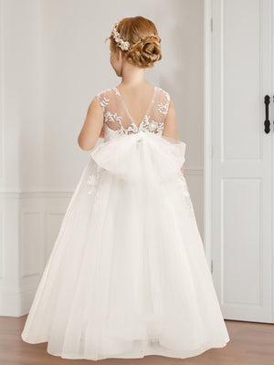 A-Line/Princess Scoop Floor-Length Sleeveless Flower Girl Dresses With Beading Sequins