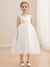 A-Line/Princess Scoop Tea-Length Sleeveless Tulle  Flower Girl Dresses With Sash