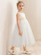 A-Line/Princess Scoop Tea-Length Sleeveless Tulle  Flower Girl Dresses With Sash