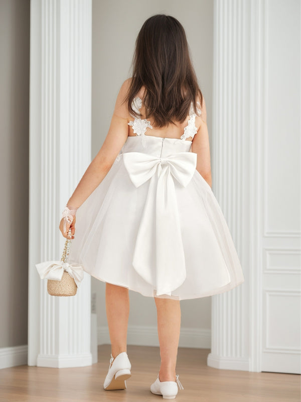 Tulle A-Line/Princess Scoop Knee-Length Sleeveless Flower Girl Dresses With Bowknot