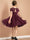 A-Line/Princess Scoop Short Sleeves Knee-Length Ruched Junior Bridesmaid Dresses