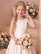 A-Line/Princess Boat Neck Sleeveless  Floor-Length Flower Girl Dresses With Bowknot & Ruffles