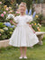 A-Line/Princess Scoop Short Sleeves Knee-Length Flower Girl Dresses With Sequins & Bowknot
