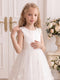 A-Line/Princess Scoop Sleeveless Ankle-Length Flower Girl Dresses With Bowknot & 3D Floral
