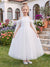 A-Line/Princess Cold Shoulder Cap Sleeves Ankle-Length Flower Girl Dresses With Beading & 3D Floral