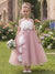 A-Line/Princess V-Neck Sleeveless Tea-Length Flower Girl Dresses With 3D Floral