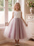 A-Line/Princess Scoop Sleeveless Ankle-Length Flower Girl Dresses With Bowknot & 3D Floral