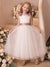 A-Line/Princess Sleeveless Scoop Ankle-Length Flower Girl Dresses With Bowknot & 3D Floral