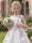 A-Line/Princess Boat Neck Sleeveless Knee-Length Flower Girl Dresses With Bowknot & 3D Floral