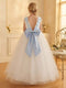 A-Line/Princess Scoop Sleeveless Floor-Length Flower Girl Dresses With Bowknot & 3D Floral