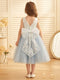 A-Line/Princess Boat Neck Sleeveless Knee-Length Flower Girl Dresses With Bowknot & Applique