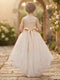 A-Line/Princess Scoop Sleeveless Asymmetrical Flower Girl Dresses With Appliques & Lace
