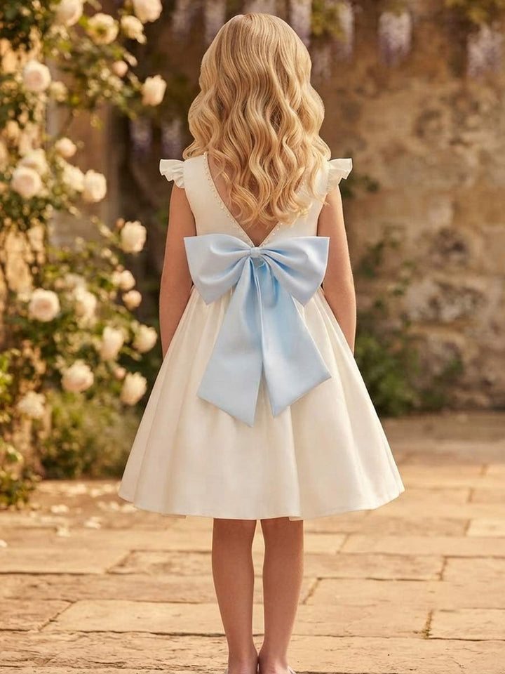 A-Line/Princess Boat Neck Sleeveless Knee-Length Flower Girl Dresses With Bowknot &amp; Beading