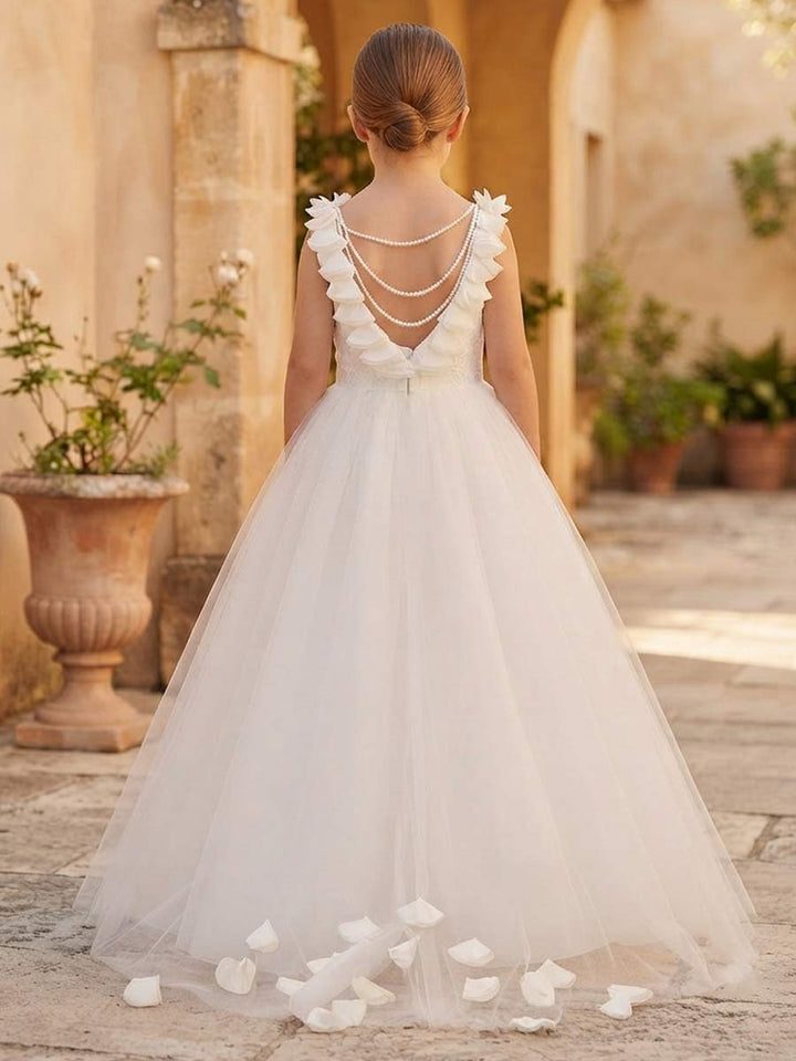 A-Line/Princess Scoop Sleeveless Floor-Length Flower Girl Dresses With Bowknot &amp; Lace