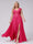 A-Line V-Neck Sleeveless Chiffon Long  Plus Size Bridesmaid Dresses With Applique Split Side