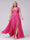 A-Line V-Neck Sleeveless Chiffon Long  Plus Size Bridesmaid Dresses With Applique Split Side