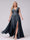 A-Line V-Neck Sleeveless Chiffon Long  Plus Size Bridesmaid Dresses With Applique Split Side