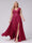 A-Line V-Neck Sleeveless Chiffon Long  Plus Size Bridesmaid Dresses With Applique Split Side