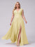 A-Line V-Neck Sleeveless Chiffon Long  Plus Size Bridesmaid Dresses With Applique Split Side