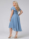 A-Line V-Neck Short Sleeves Asymmetrical Chiffon Plus Size Bridesmaid Dresses With Pockets