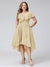 A-Line V-Neck Short Sleeves Asymmetrical Chiffon Plus Size Bridesmaid Dresses With Pockets