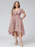 A-Line V-Neck Short Sleeves Asymmetrical Chiffon Plus Size Bridesmaid Dresses With Pockets