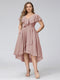 A-Line V-Neck Short Sleeves Asymmetrical Chiffon Plus Size Bridesmaid Dresses With Pockets