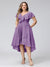 A-Line V-Neck Short Sleeves Asymmetrical Chiffon Plus Size Bridesmaid Dresses With Pockets