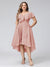 A-Line V-Neck Short Sleeves Asymmetrical Chiffon Plus Size Bridesmaid Dresses With Pockets