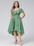 A-Line V-Neck Short Sleeves Asymmetrical Chiffon Plus Size Bridesmaid Dresses With Pockets