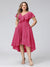 A-Line V-Neck Short Sleeves Asymmetrical Chiffon Plus Size Bridesmaid Dresses With Pockets