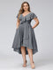 A-Line V-Neck Short Sleeves Asymmetrical Chiffon Plus Size Bridesmaid Dresses With Pockets