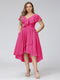A-Line V-Neck Short Sleeves Asymmetrical Chiffon Plus Size Bridesmaid Dresses With Pockets