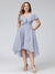 A-Line V-Neck Short Sleeves Asymmetrical Chiffon Plus Size Bridesmaid Dresses With Pockets