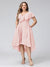 A-Line V-Neck Short Sleeves Asymmetrical Chiffon Plus Size Bridesmaid Dresses With Pockets
