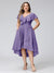 A-Line V-Neck Short Sleeves Asymmetrical Chiffon Plus Size Bridesmaid Dresses With Pockets