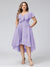 A-Line V-Neck Short Sleeves Asymmetrical Chiffon Plus Size Bridesmaid Dresses With Pockets