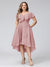 A-Line V-Neck Short Sleeves Asymmetrical Chiffon Plus Size Bridesmaid Dresses With Pockets