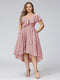 A-Line V-Neck Short Sleeves Asymmetrical Chiffon Plus Size Bridesmaid Dresses With Pockets
