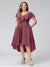 A-Line V-Neck Short Sleeves Asymmetrical Chiffon Plus Size Bridesmaid Dresses With Pockets