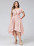 A-Line V-Neck Short Sleeves Asymmetrical Chiffon Plus Size Bridesmaid Dresses With Pockets