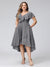 A-Line V-Neck Short Sleeves Asymmetrical Chiffon Plus Size Bridesmaid Dresses With Pockets