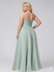 A-Line Halter Sleeveless Ruched Floor-Length Chiffon Plus Size Bridesmaid Dresses