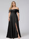A-Line Off-the-Shoulder Sleeveless Ruched Long Chiffon Plus Size Bridesmaid Dresses with Split Side
