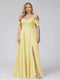 A-Line Off-the-Shoulder Sleeveless Ruched Long Chiffon Plus Size Bridesmaid Dresses with Split Side